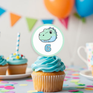 Personalized Dinosaur Age Cupcake Toppers   Dino  Classic Round Sticker