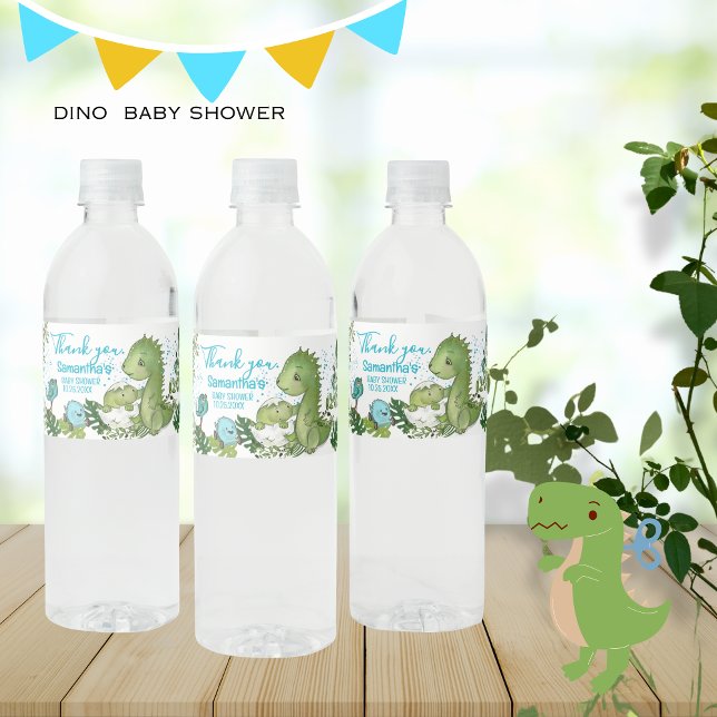 Personalized Dinosaur Baby Shower  Water Bottle Label (Personalized Dinosaur Baby Shower Water Bottle Label )