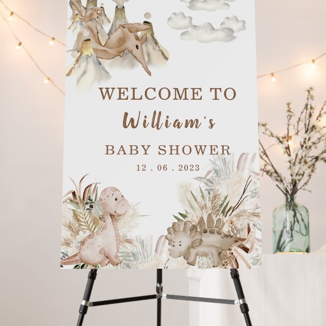 Personalized Dinosaur Baby Shower Welcome Sign (In Situ (Stand))