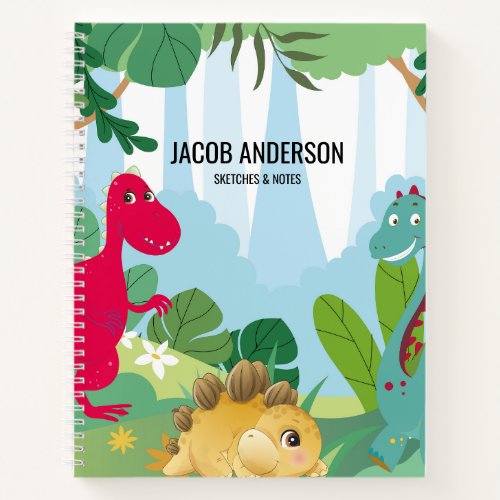 Personalized Dinosaur Back to School Sketchbook Notebook