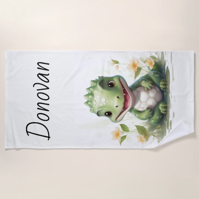Personalized Dinosaur Beach Towel (Front)