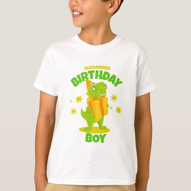 Personalized Dinosaur Birthday Boy T-Shirt (Front)
