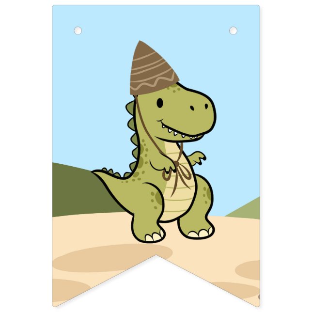 Personalized Dinosaur Birthday bunting banner (First Flag)