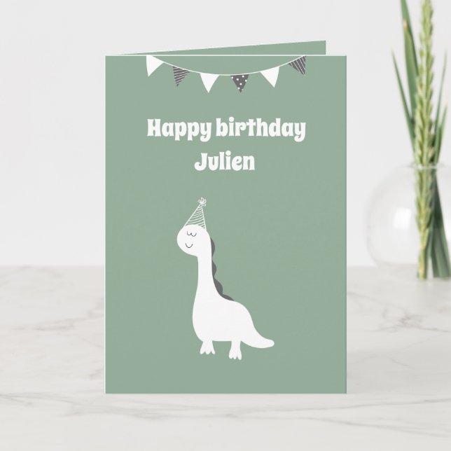 Personalized dinosaur birthday card (Front)