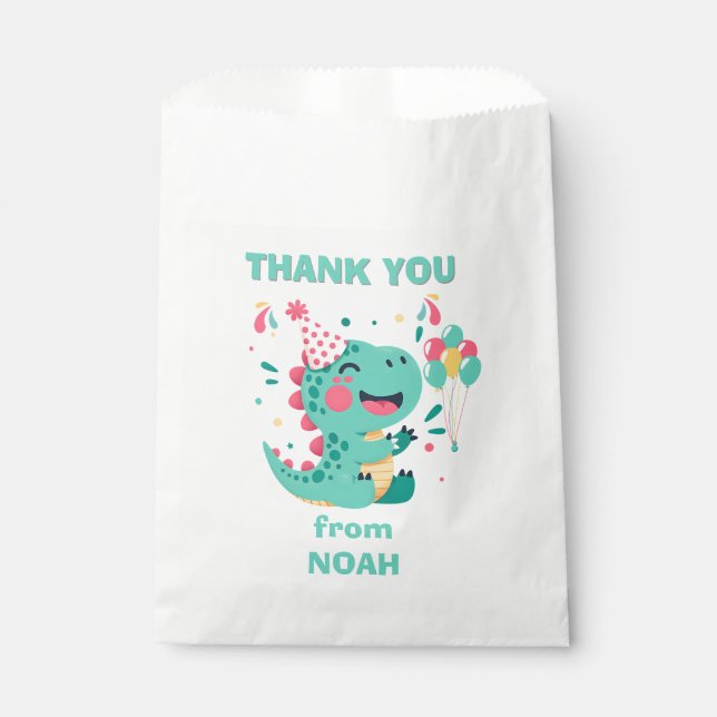 Personalized Dinosaur Birthday Favor Bag Boys (Front)