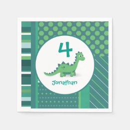 Personalized dinosaur birthday napkins