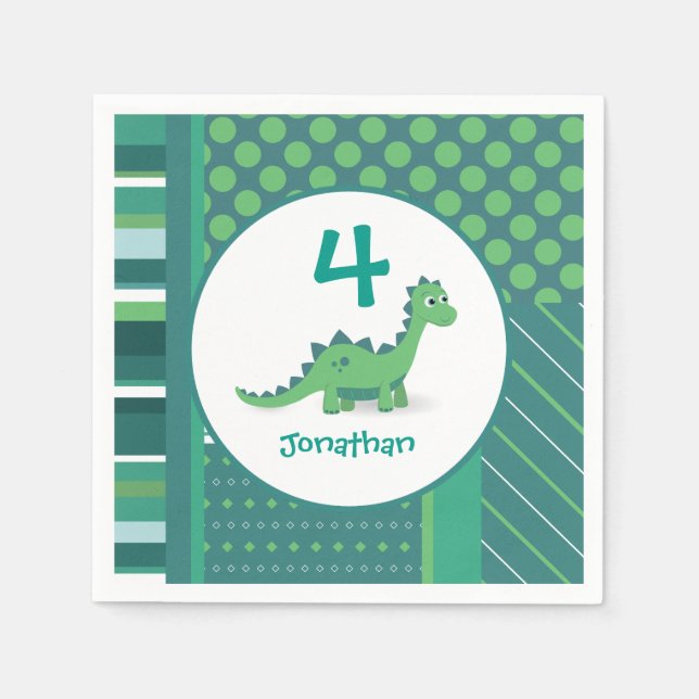 Personalized dinosaur birthday napkins (Front)