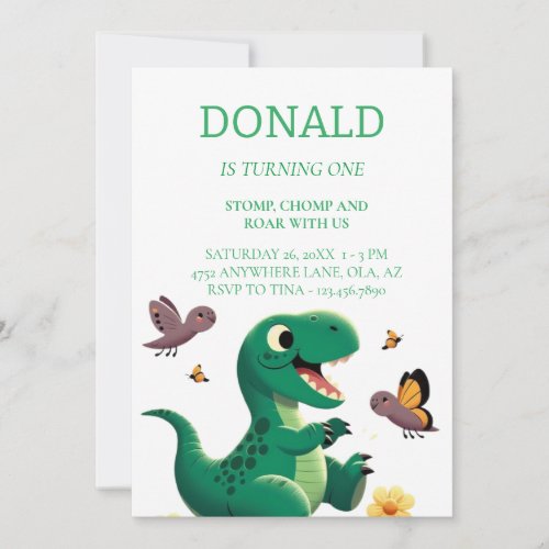Personalized Dinosaur Birthday Party Invitation