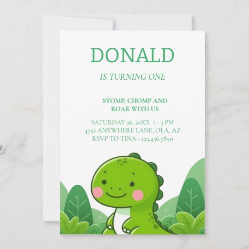 Personalized Dinosaur Birthday Party Invitation