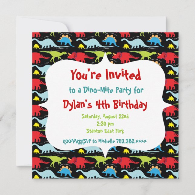 Personalized Dinosaur Birthday Party Invitations (Front)