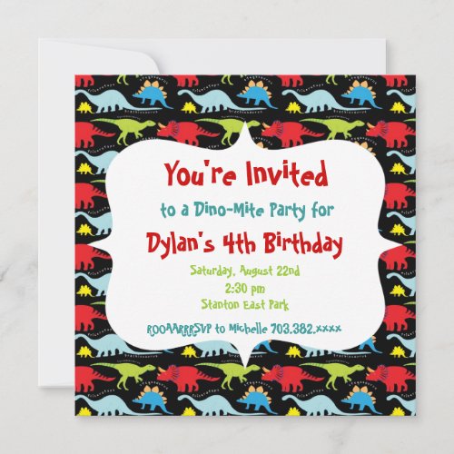 Personalized Dinosaur Birthday Party Invitations