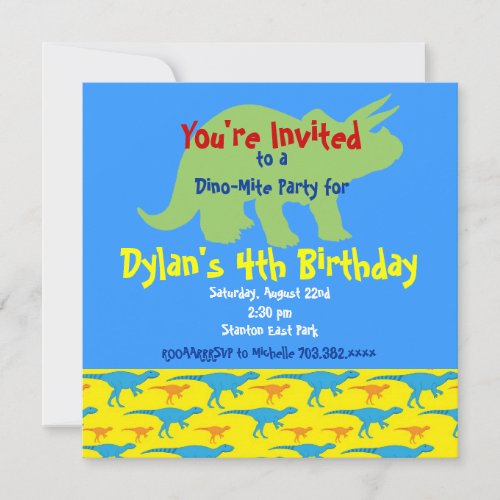 Personalized Dinosaur Birthday Party Invitations