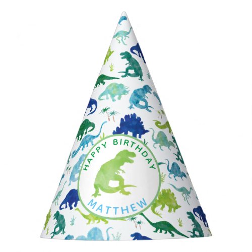Personalized Dinosaur Birthday Party Pattern Kids Party Hat