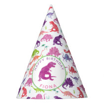 Personalized Dinosaur Birthday Party Pattern Pink Hat
