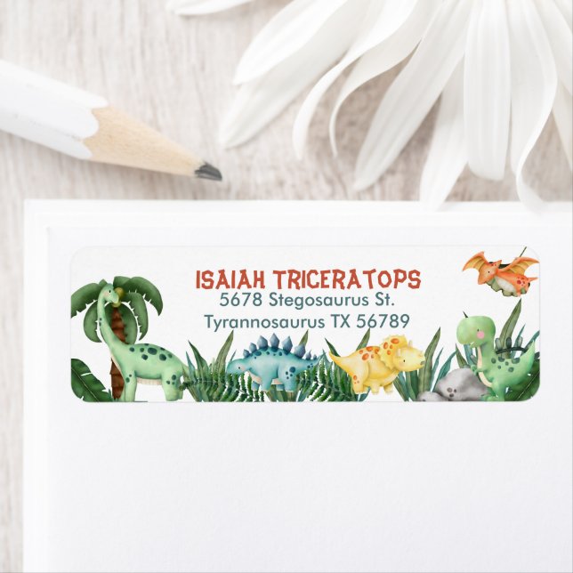 Personalized Dinosaur Birthday Return Address Label (Insitu)