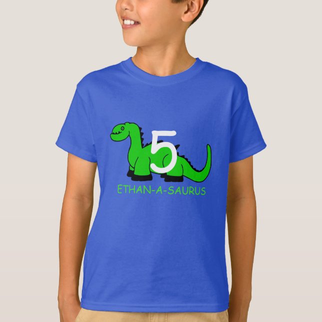 Personalized Dinosaur Birthday T-shirt for Kids (Front)