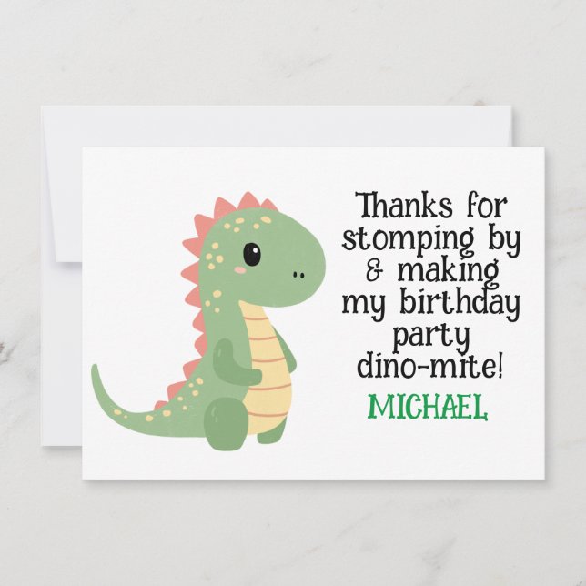 Personalized Dinosaur Birthday Thank You Card (Front)