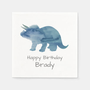 Personalized Dinosaur Blue Birthday Napkin