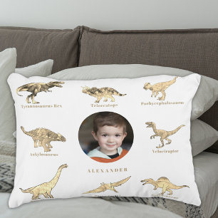 Personalized Dinosaur Boys Photo and Name Accent Pillow