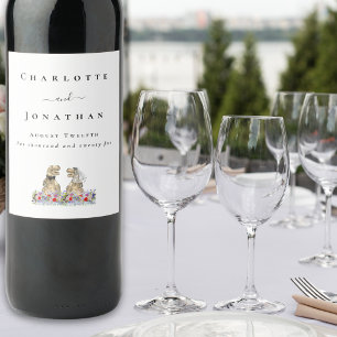 Personalized Dinosaur Bride & Groom Wedding Wine Label