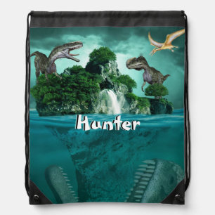Personalized Dinosaur Drawstring Bag - Kids Gift