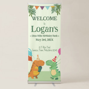 Personalized Dinosaur for Kids Birthday Party Retractable Banner