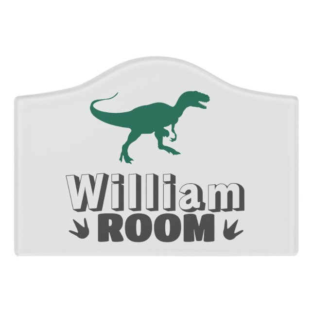 Personalized dinosaur for kid's door sign (Small Crest Front)