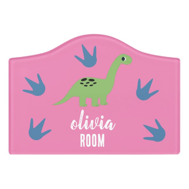 Personalized dinosaur for kid's door sign (Small Crest Front)
