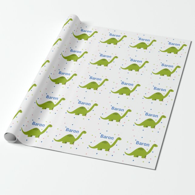 Personalized Dinosaur Gift Wrap (Unrolled)