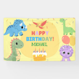 Personalized Dinosaur Happy Birthday Banner