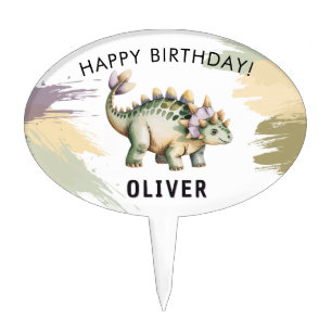 Personalized Dinosaur Happy Birthday Cake Topper