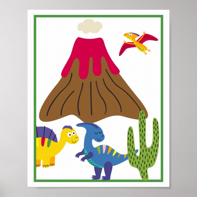 Personalized Dinosaur Kids' Art Print Set (Front)