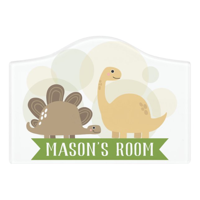 Personalized Dinosaur Kids/Baby Room Door Sign (Small Crest Front)