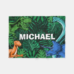 Personalized Dinosaur Kids Dino Jurassic Trex Boy Fleece Blanket