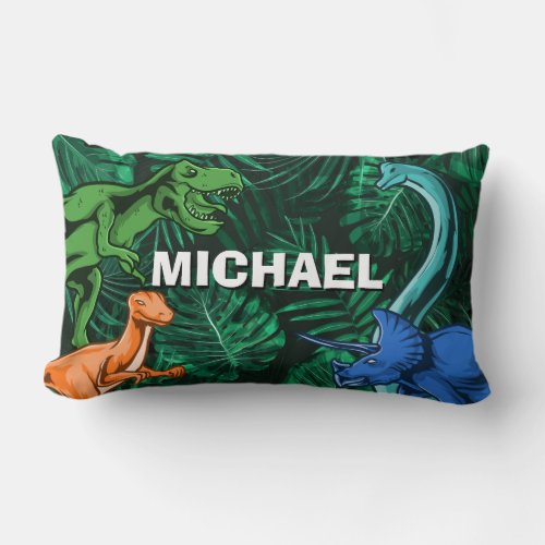 Personalized Dinosaur Kids Dino Jurassic Trex Boy Lumbar Pillow