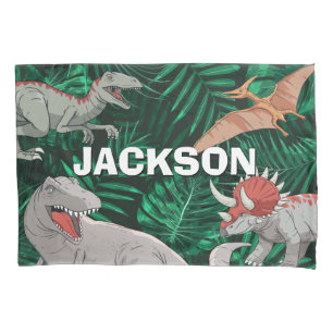 Personalized Dinosaur Kids Dino Jurassic Trex Boy Pillow Case