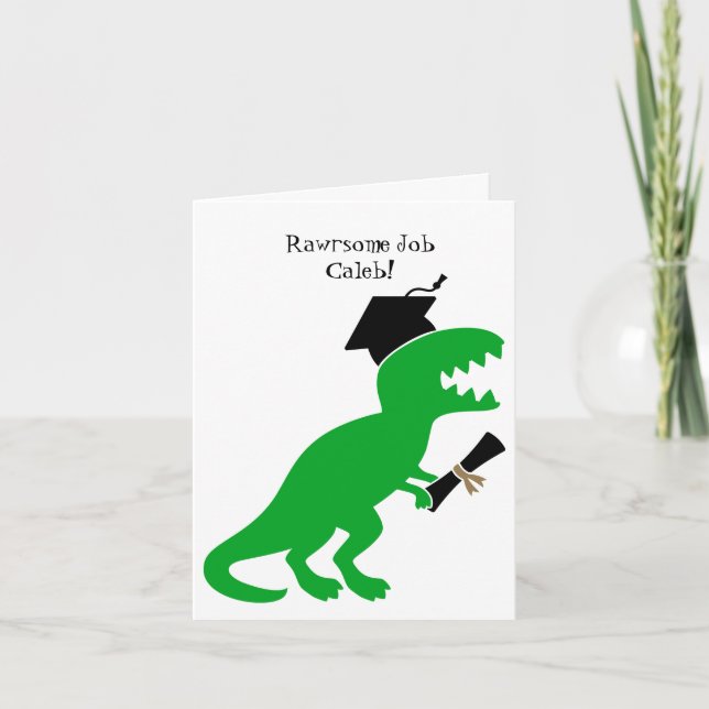 Personalized Dinosaur Kindergarten Graduation  Card (Front)