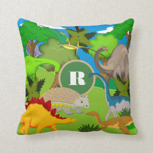 Personalized Dinosaur Land Throw Pillow