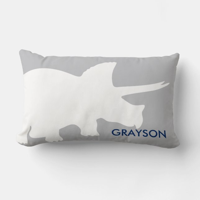 Personalized Dinosaur Lumbar Pillow Dino Decor (Front)