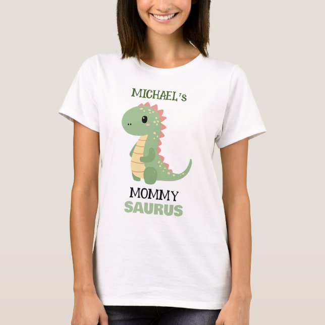 Personalized Dinosaur "Mommy Saurus" Birthday T-Shirt (Front)