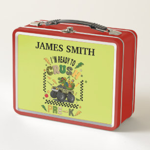   Personalized Dinosaur Monster Truck Metal Lunch Box