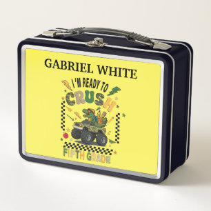 Personalized Dinosaur Monster Truck Metal Lunch Box
