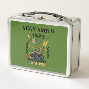 Personalized Dinosaur Monster Truck Metal Lunch Box