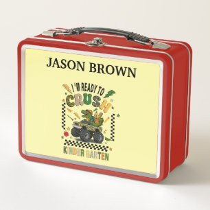 Personalized Dinosaur Monster Truck Metal Lunch Box