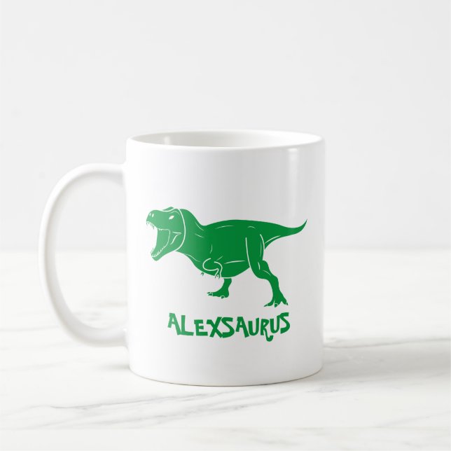 Personalized Dinosaur Mug, Funny Gift for Kids, Coffee Mug (Left)