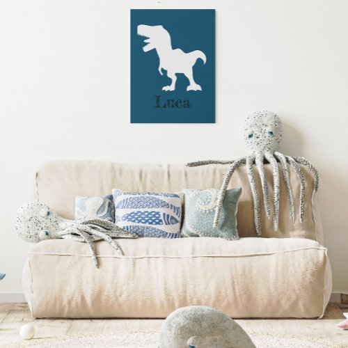 Personalized Dinosaur Name Faux Canvas