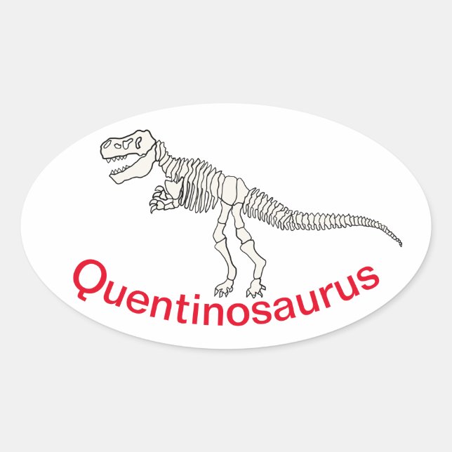 Personalized Dinosaur Name Oval Sticker (Front)