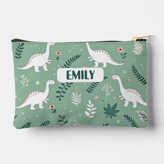 Personalized Dinosaur Name Pencil Case Accessory Pouch (Back)