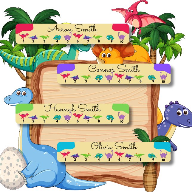 Personalized Dinosaur Name – Waterproof School  Kids' Labels (Creator Uploaded)