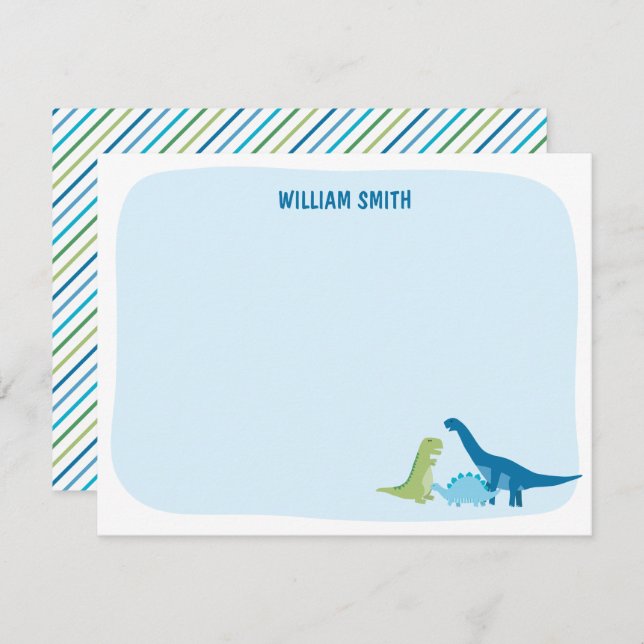 Personalized Dinosaur  Note Card (Front/Back)